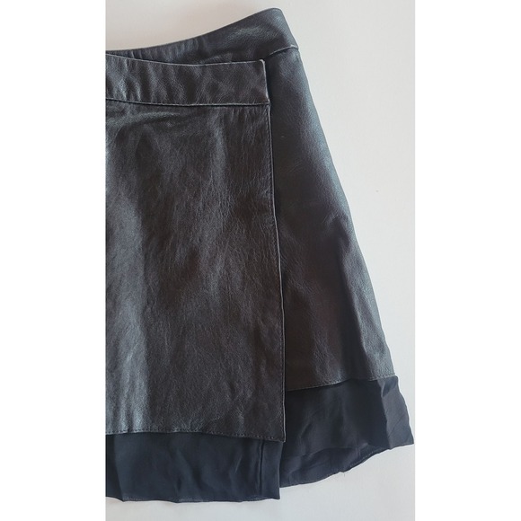 Joie Leather & Silk Snap Wrap Mini Skirt - Picture 6 of 8